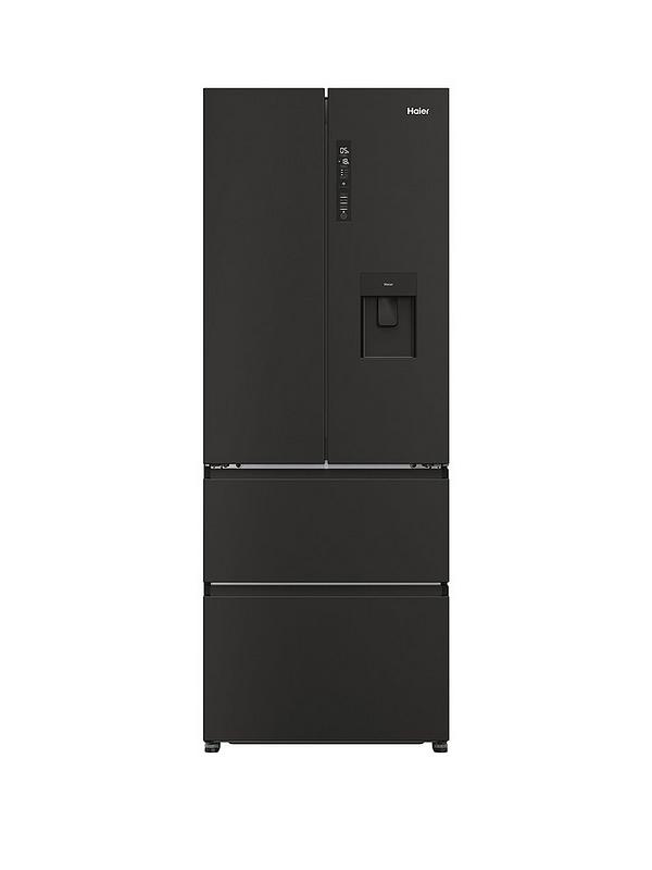 Haier HFR5719EWPB Non-Plumbed Total No Frost American Fridge Freezer with Water Dispenser, E Rated - Slate Black